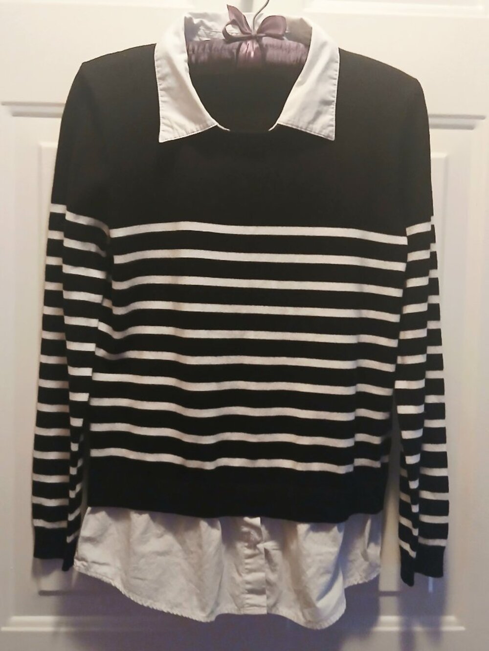 Sweater w/ Built in Button Down Shirt -Detachable Collar!